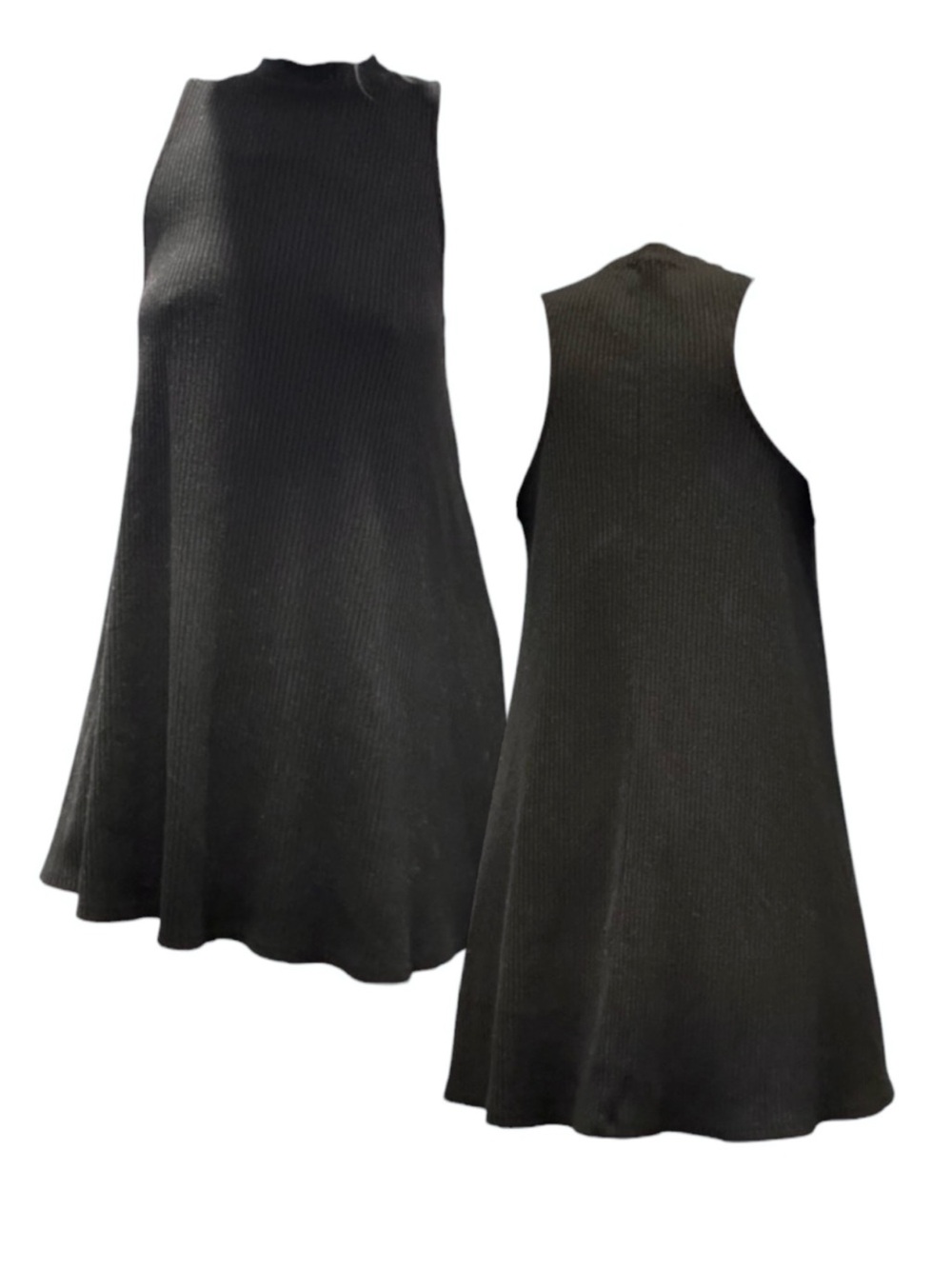 Black High Neck Ribbed Dress